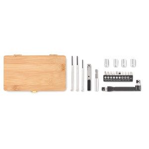 Set herramientas 21 piezas en estuche de bambú Gallaway