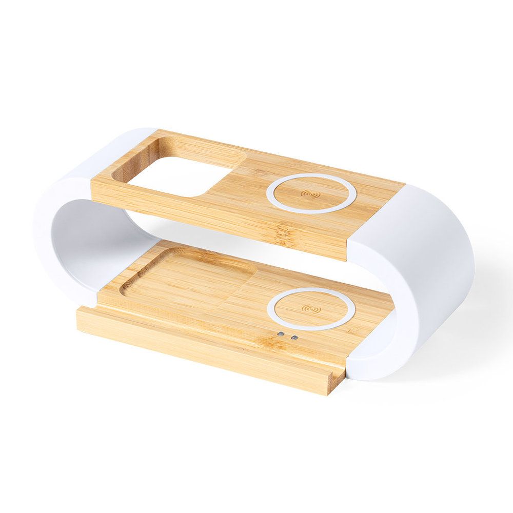 Auriculares Cargador Móvil Sostenibles en ABS y Bambú para Personaliza
