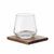 Vaso corto de cristal con posavasos de acacia Drinks - Transparente