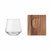 Vaso corto de cristal con posavasos de acacia Drinks