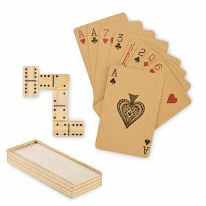 Juego de dominó de madera y cartas Domi&Cards