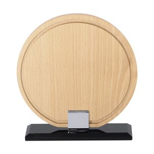 Placa trofeo redonda de madera y cristal Vererol