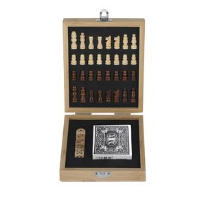 Set de juegos de bambú con ajedrez y póker Londox